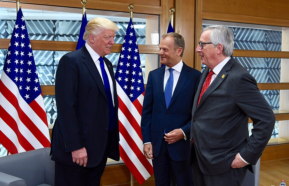 President Donald Trump In A Meeting With Jean Claude Juncker And Donald Tusk